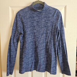 Women's Blue & White Pattern Mock Neck Top
